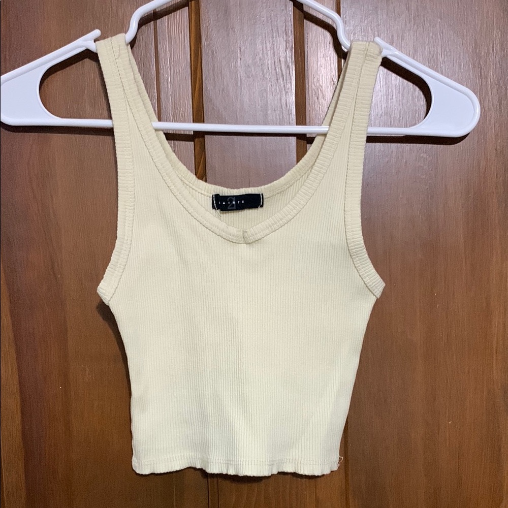 Cream Crop Fitted Tank Top